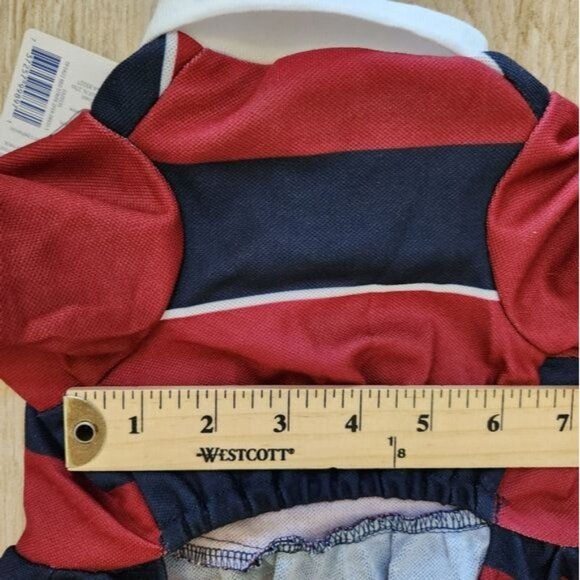 Top Paw Red & Navy Stripe "State Bark Club" 2fer Dog Dress Size Small - Picture 5 of 6